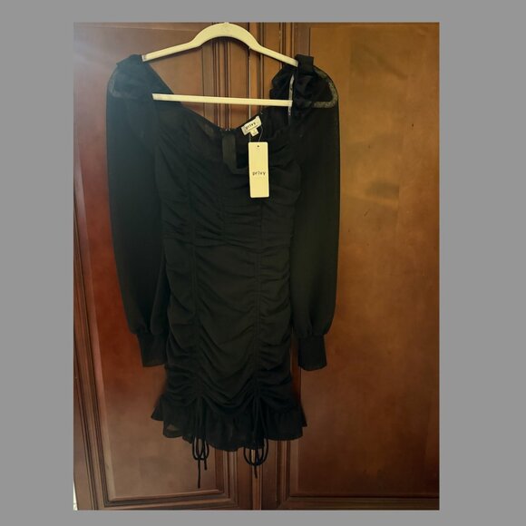 Privy Dresses & Skirts - New Privy Black Mini Ruched Dress